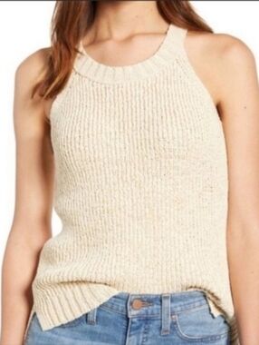 J. Crew Sleeveless Knit Tank Top in Cream, Size XL